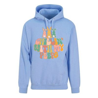 Cute Bunny Easter Chillin With My Peeps Ent Retro Gift Unisex Surf Hoodie