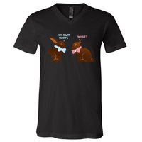 Chocolate Bunny Easter Basket Funny Teens Gift My Butt Hurts V-Neck T-Shirt