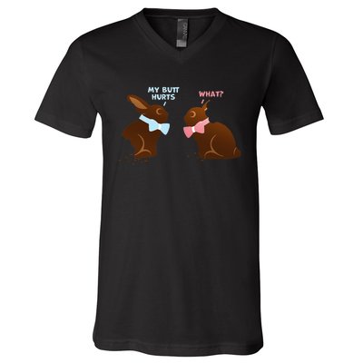 Chocolate Bunny Easter Basket Funny Teens Gift My Butt Hurts V-Neck T-Shirt