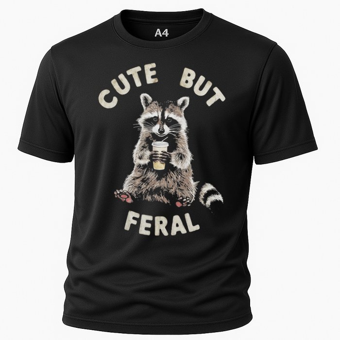 Cute But Feral Funny Sarcastic Raccoon Performance Shirt