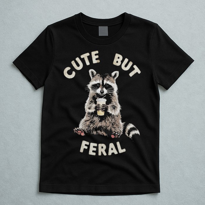 Cute But Feral Funny Sarcastic Raccoon T-Shirt
