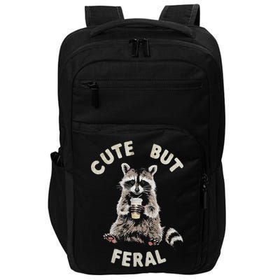 Cute But Feral Funny Sarcastic Raccoon Impact Tech Backpack