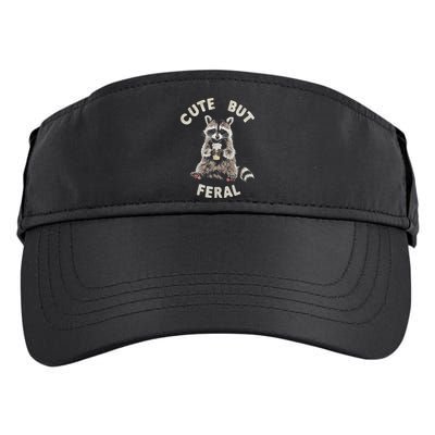 Cute But Feral Funny Sarcastic Raccoon Adult Drive Performance Visor