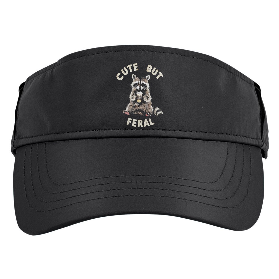 Cute But Feral Funny Sarcastic Raccoon Adult Drive Performance Visor