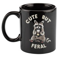 Cute But Feral Funny Sarcastic Raccoon 11oz C Handle Ceramic Mug