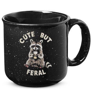 Cute But Feral Funny Sarcastic Raccoon 15oz Campfire Ceramic Mug