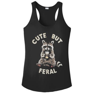 Cute But Feral Funny Sarcastic Raccoon Ladies PosiCharge Competitor Racerback Tank