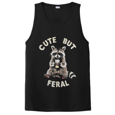 Cute But Feral Funny Sarcastic Raccoon PosiCharge Competitor Tank