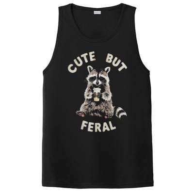 Cute But Feral Funny Sarcastic Raccoon PosiCharge Competitor Tank