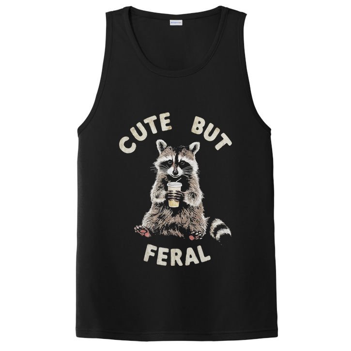 Cute But Feral Funny Sarcastic Raccoon PosiCharge Competitor Tank