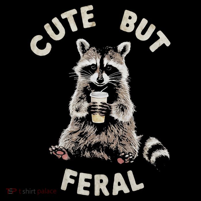 Cute But Feral Funny Sarcastic Raccoon Short Acrylic Beanie