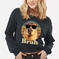 Capybara Bruh Funny Capybara Love Cropped Pullover Crew