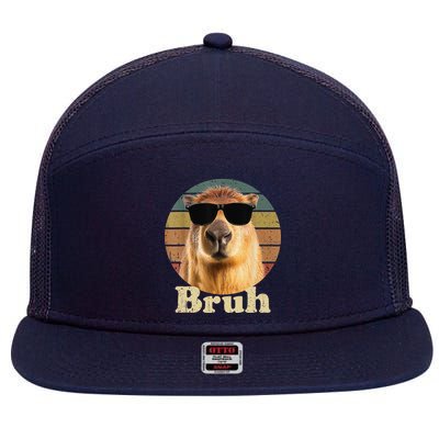 Capybara Bruh Funny Capybara Love 7 Panel Mesh Trucker Snapback Hat