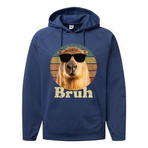 Capybara Bruh Funny Capybara Love Performance Fleece Hoodie