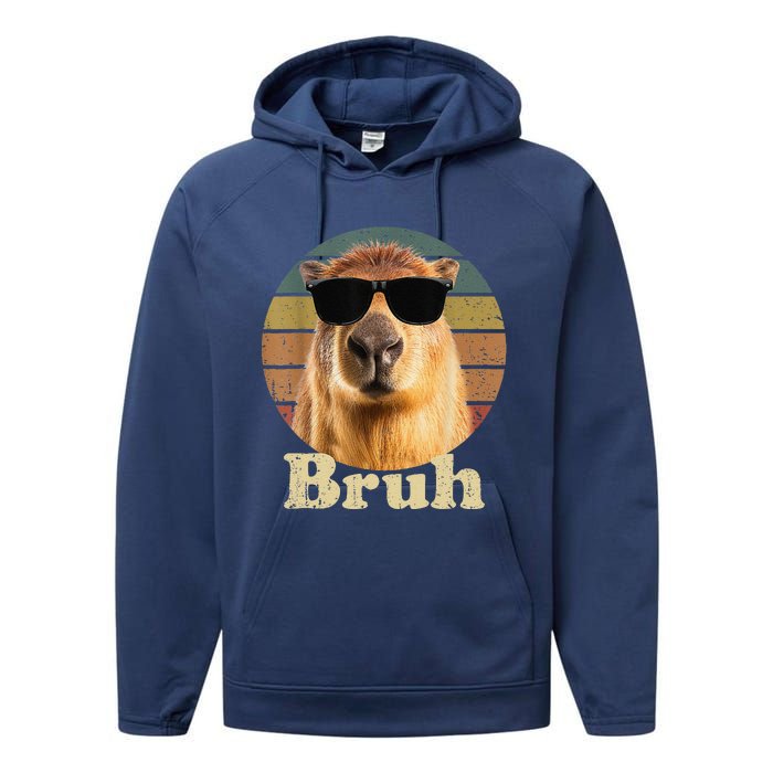 Capybara Bruh Funny Capybara Love Performance Fleece Hoodie