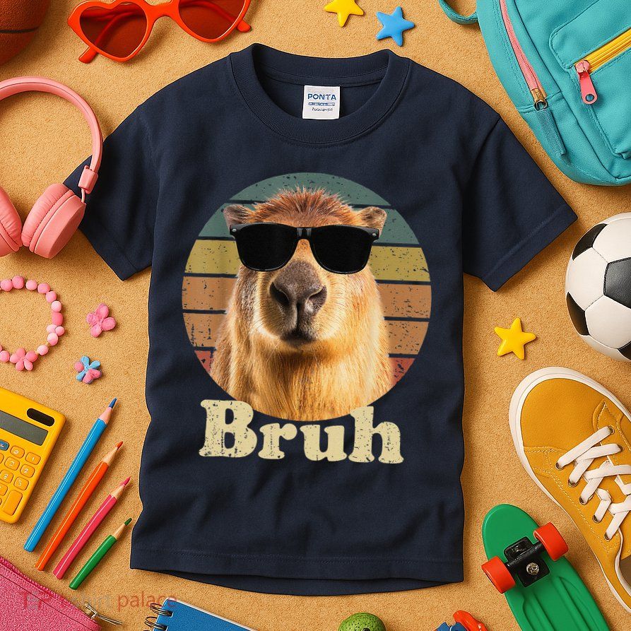 Capybara Bruh Funny Capybara Love Kids T-Shirt