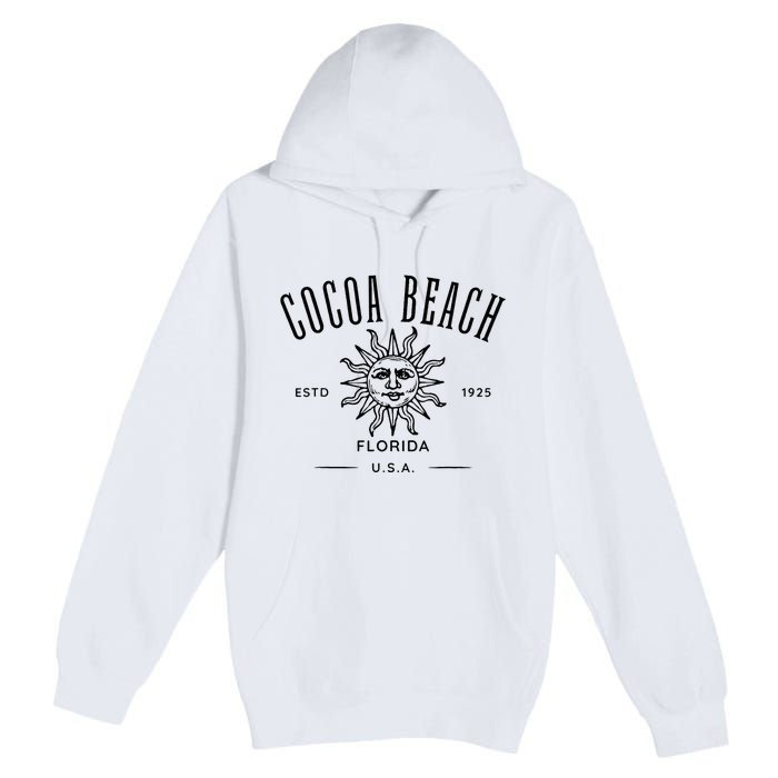 Cocoa Beach Florida Retro Souvenir Premium Pullover Hoodie