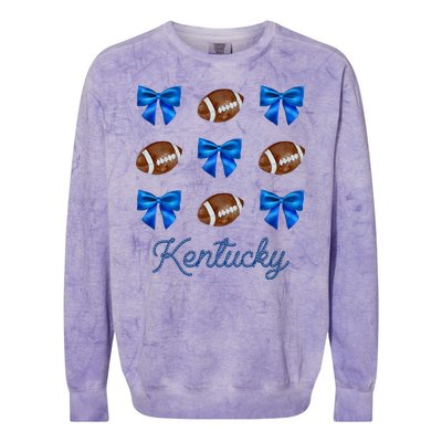 Coquette Bow Football Kentucky Lover Colorblast Crewneck Sweatshirt