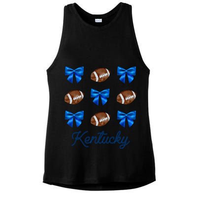 Coquette Bow Football Kentucky Lover Ladies PosiCharge Tri-Blend Wicking Tank