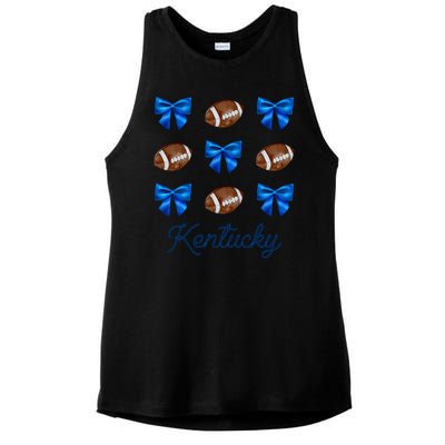 Coquette Bow Football Kentucky Lover Ladies PosiCharge Tri-Blend Wicking Tank