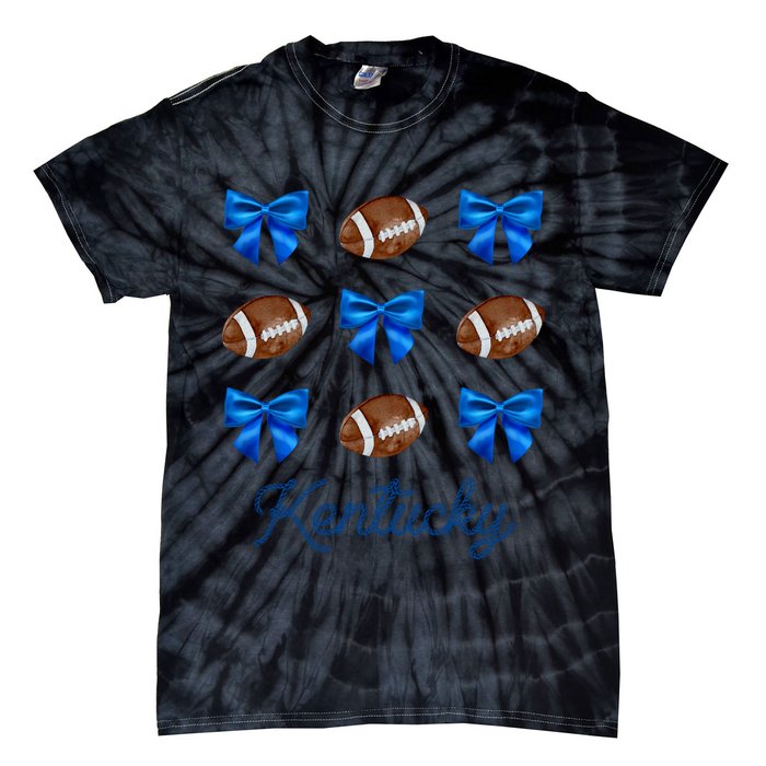 Coquette Bow Football Kentucky Lover Tie-Dye T-Shirt