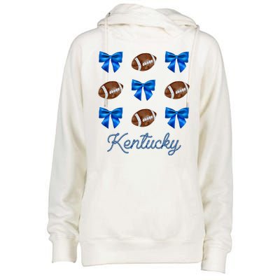 Coquette Bow Football Kentucky Lover Womens Funnel Neck Pullover Hood