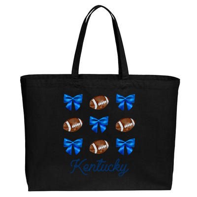 Coquette Bow Football Kentucky Lover Cotton Canvas Jumbo Tote