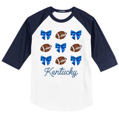 Coquette Bow Football Kentucky Lover Baseball Sleeve Shirt