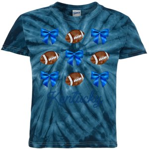 Coquette Bow Football Kentucky Lover Kids Tie-Dye T-Shirt