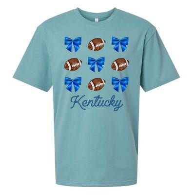 Coquette Bow Football Kentucky Lover Sueded Cloud Jersey T-Shirt