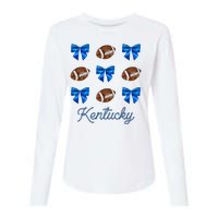 Coquette Bow Football Kentucky Lover Womens Cotton Relaxed Long Sleeve T-Shirt