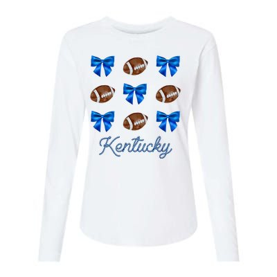 Coquette Bow Football Kentucky Lover Womens Cotton Relaxed Long Sleeve T-Shirt