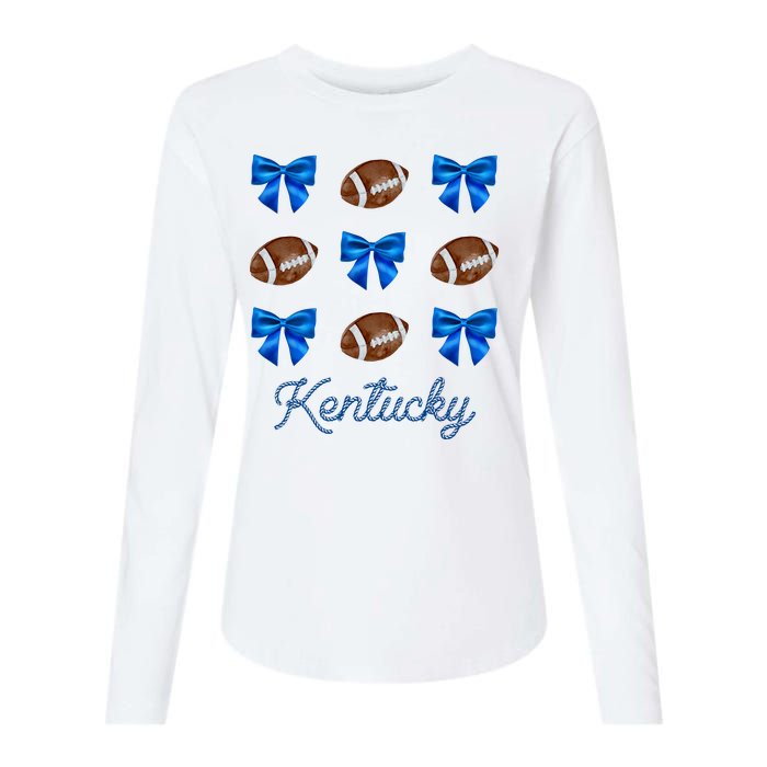 Coquette Bow Football Kentucky Lover Womens Cotton Relaxed Long Sleeve T-Shirt