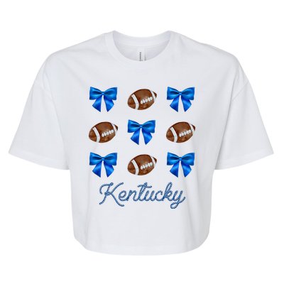 Coquette Bow Football Kentucky Lover Bella+Canvas Jersey Crop Tee