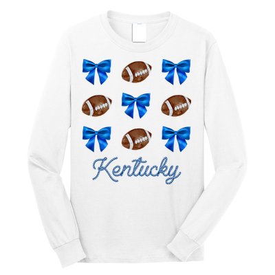 Coquette Bow Football Kentucky Lover Long Sleeve Shirt