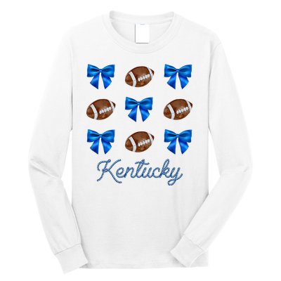 Coquette Bow Football Kentucky Lover Long Sleeve Shirt