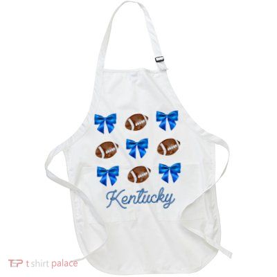 Coquette Bow Football Kentucky Lover Full-Length Apron With Pockets