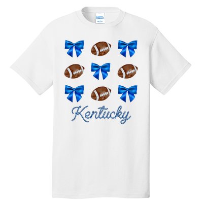 Coquette Bow Football Kentucky Lover Tall T-Shirt