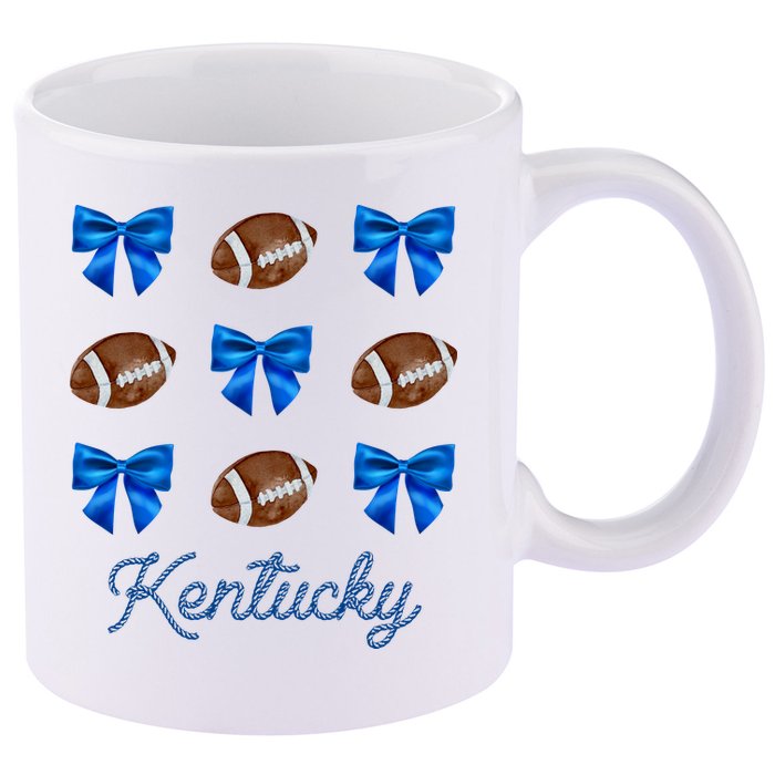 Coquette Bow Football Kentucky Lover 11oz C Handle Ceramic Mug