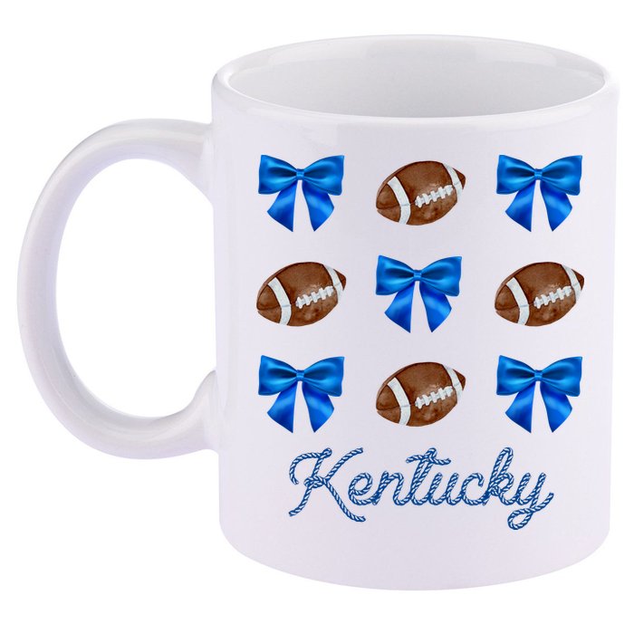 Coquette Bow Football Kentucky Lover 11oz C Handle Ceramic Mug