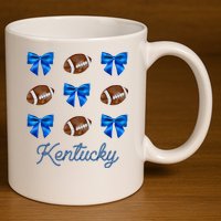 Coquette Bow Football Kentucky Lover 11oz C Handle Ceramic Mug