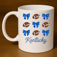 Coquette Bow Football Kentucky Lover 11oz C Handle Ceramic Mug