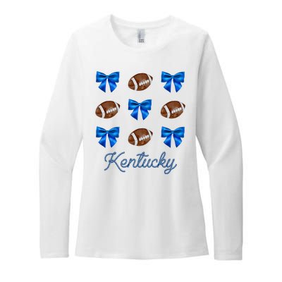 Coquette Bow Football Kentucky Lover Womens CVC Long Sleeve Shirt