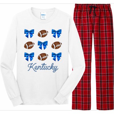 Coquette Bow Football Kentucky Lover Long Sleeve Pajama Set