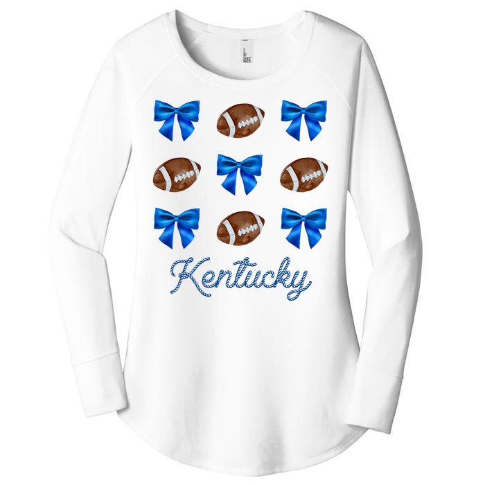 Coquette Bow Football Kentucky Lover Women's Perfect Tri Tunic Long Sleeve Shirt