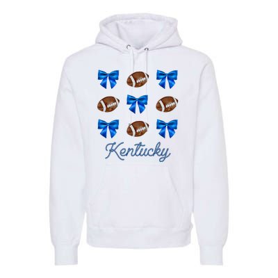 Coquette Bow Football Kentucky Lover Premium Hoodie