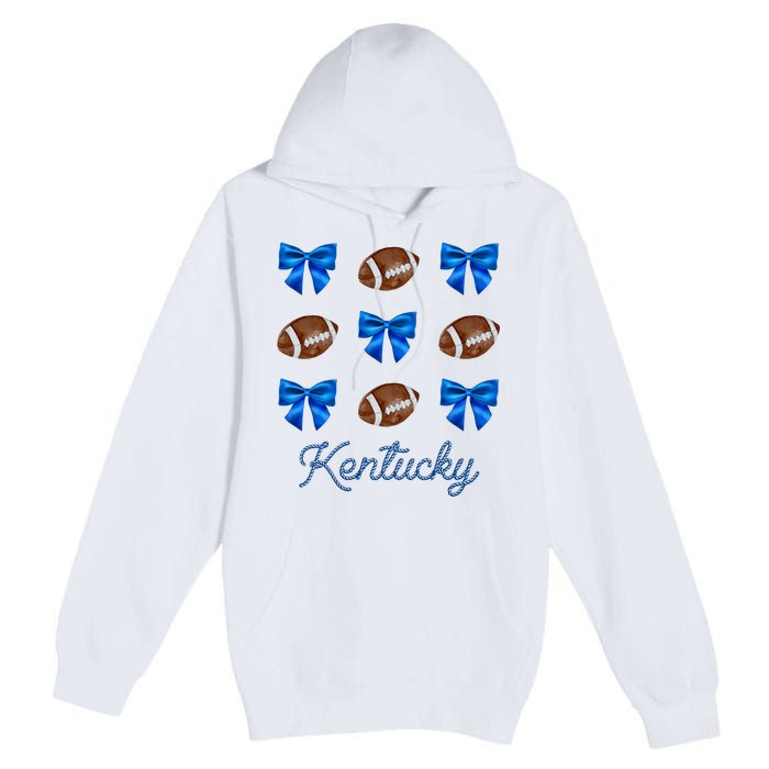 Coquette Bow Football Kentucky Lover Premium Pullover Hoodie