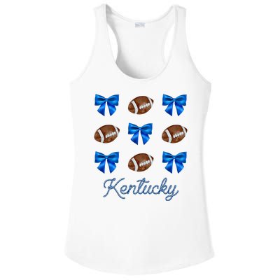 Coquette Bow Football Kentucky Lover Ladies PosiCharge Competitor Racerback Tank