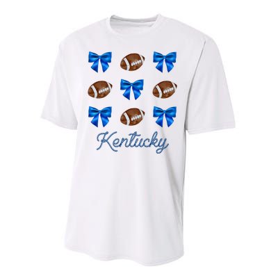 Coquette Bow Football Kentucky Lover Performance Sprint T-Shirt