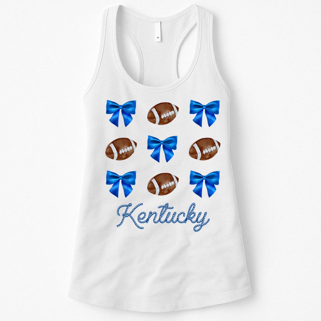 Coquette Bow Football Kentucky Lover Womens Tank Top